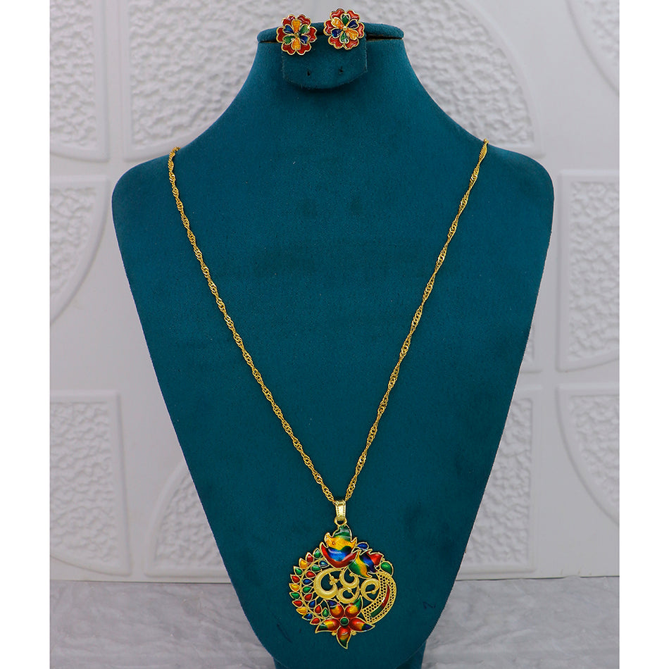 Gold Plated Chain Pendant Set for Occasion | Bridal Jewellery India