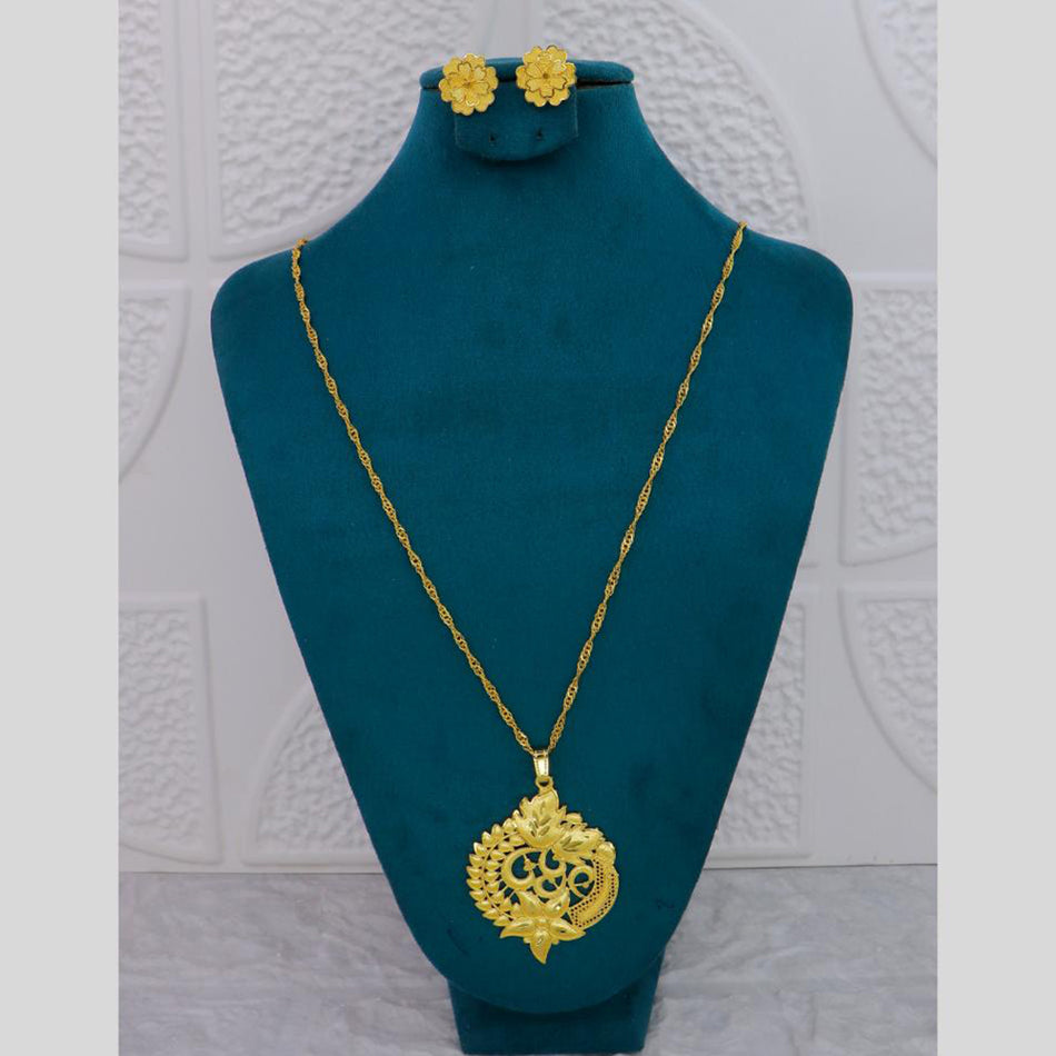 Gold Plated Chain Pendant Set for Occasion | Bridal Jewellery India
