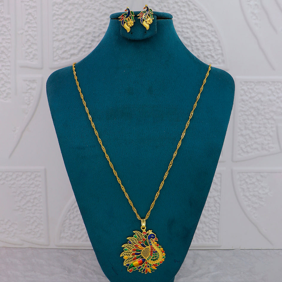 Meenakari Chain Pendants in Gold Tone for Occasion Wear | Bridal Jewellery India