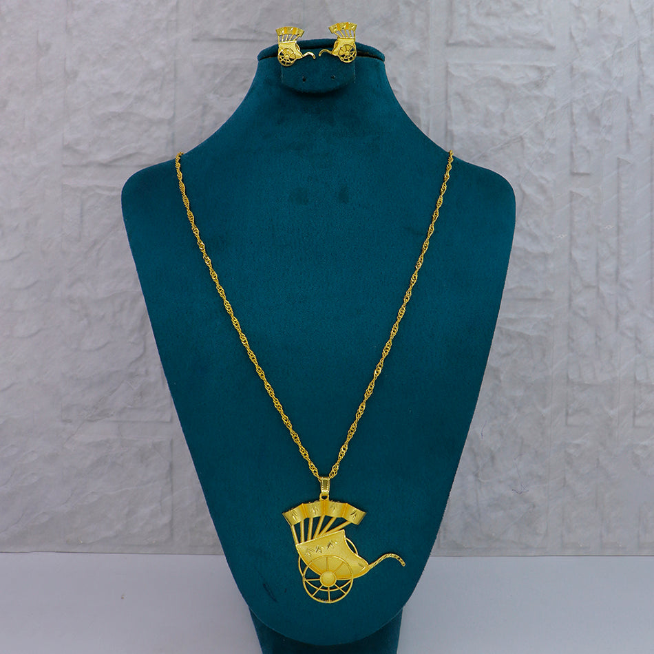 Gold Plated Chain Pendant Set for Occasion Wear | Bridal Jewellery India