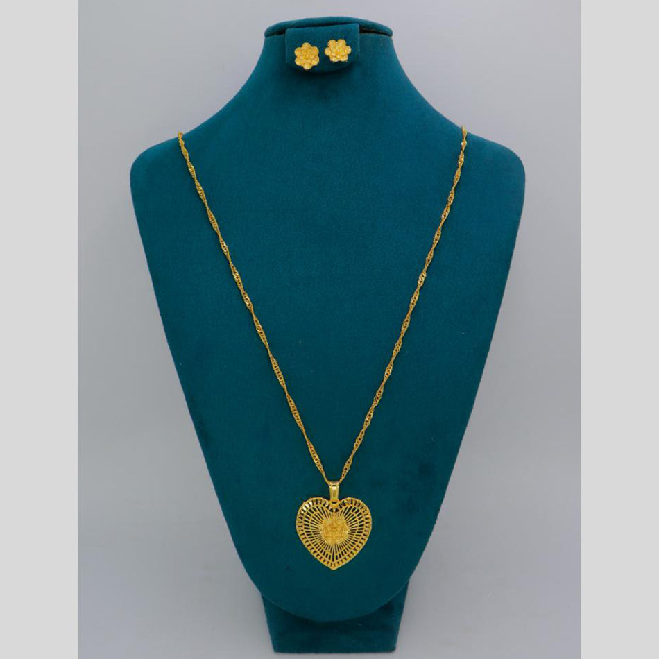 Gold Plated Chain Pendant Set for Occasion | Bridal Jewellery India