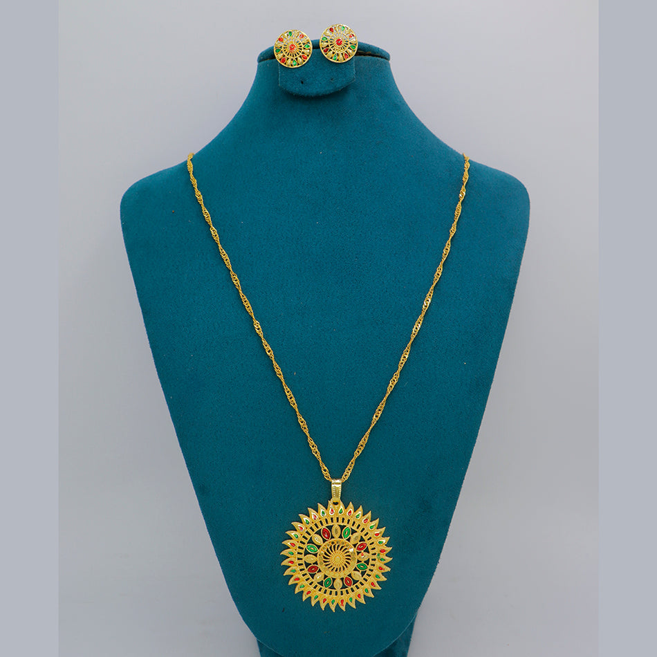 Gold Plated Meenakari Chain Pendants for Occasion | Bridal Jewellery India