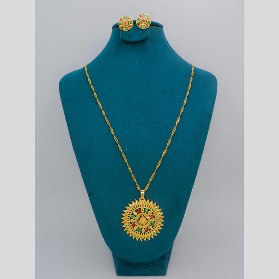 Gold Plated Chain Pendant Set for Occasion Wear | Bridal Jewellery India