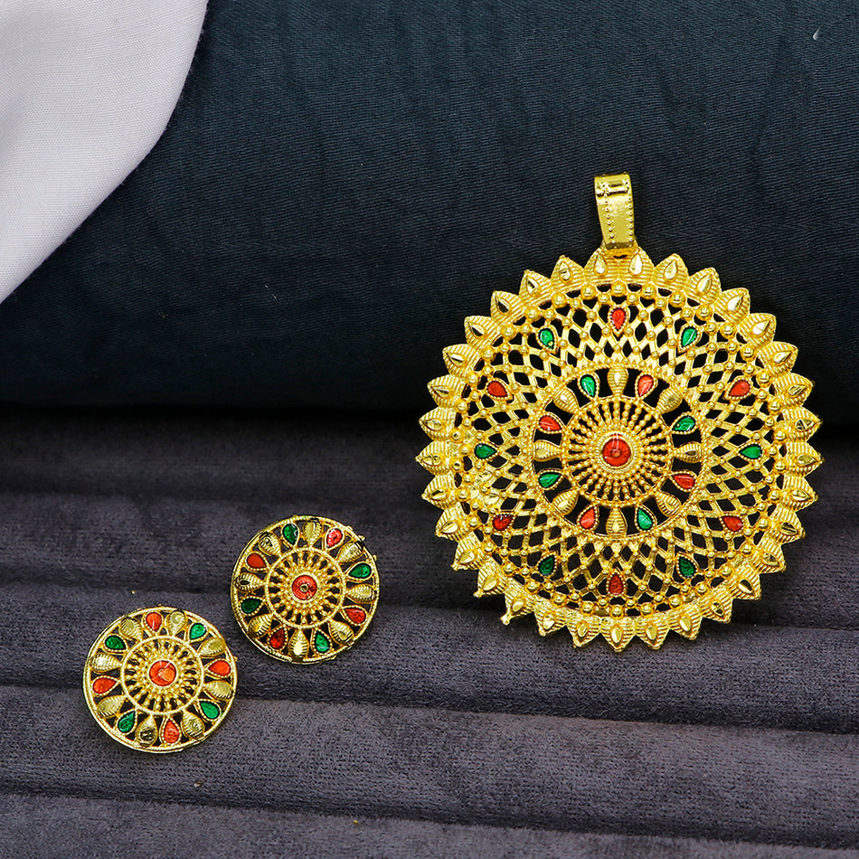 Meenakari Pendants in Gold Tone for Bridal Wear | Bridal Jewellery India