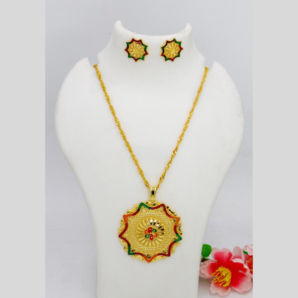 Gold Plated Meenakari Chain Pendants for Occasion Wear | Bridal Jewellery India
