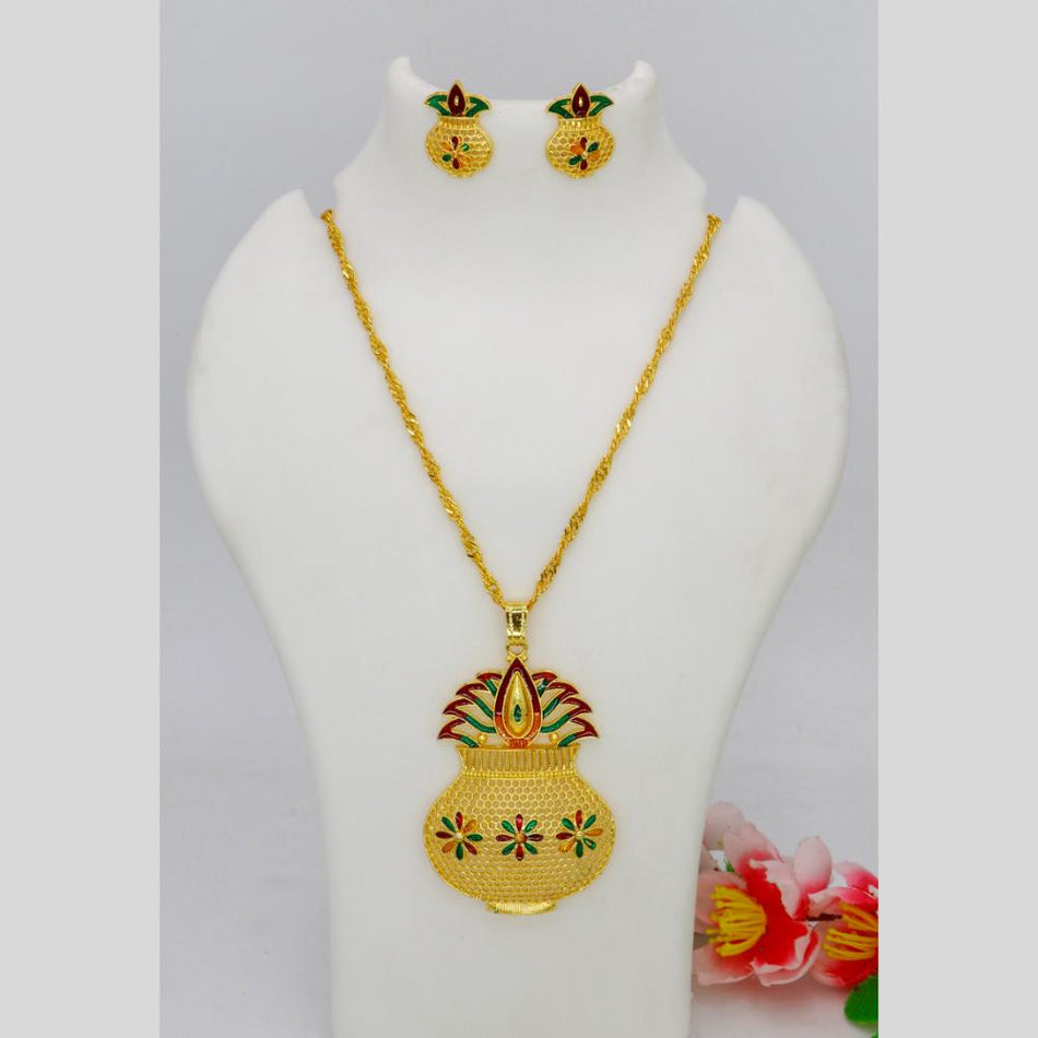 Gold Plated Chain Pendants in Meenakari for Occasion | Bridal Jewellery India