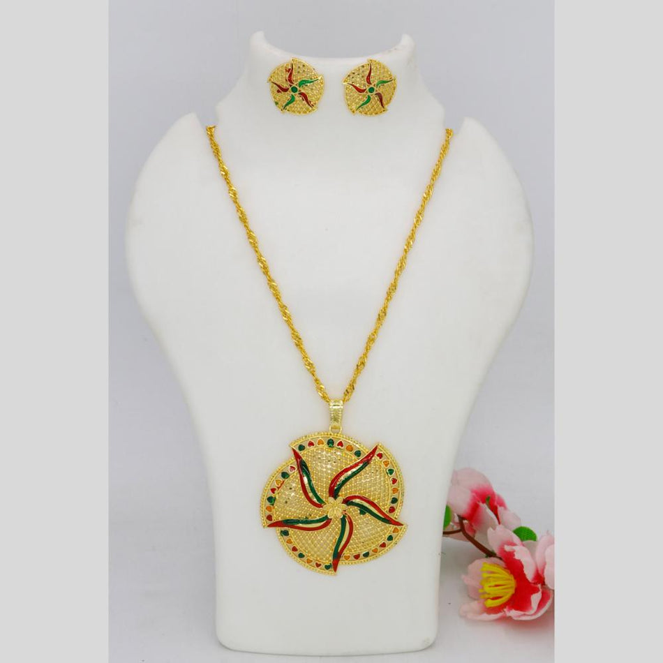 Gold Plated Chain Pendants in Meenakari for Occasion | Bridal Jewellery India