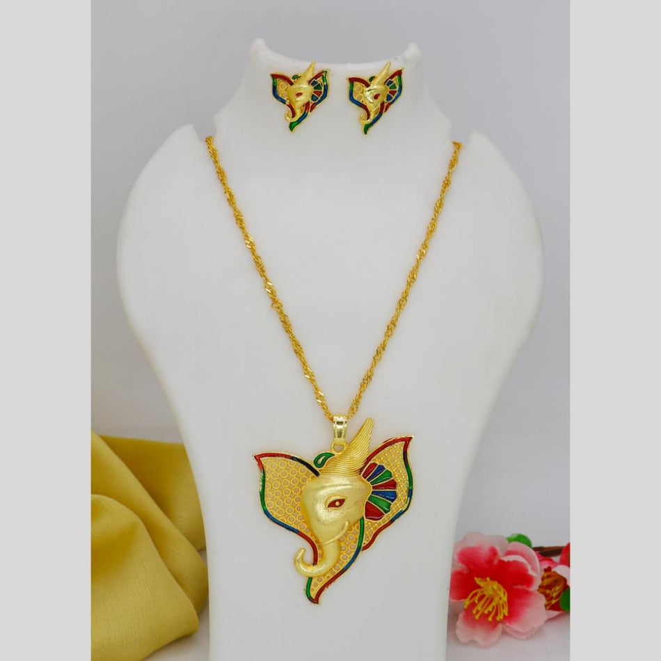 Gold Plated Chain Pendant Set for Occasion | Bridal Jewellery India