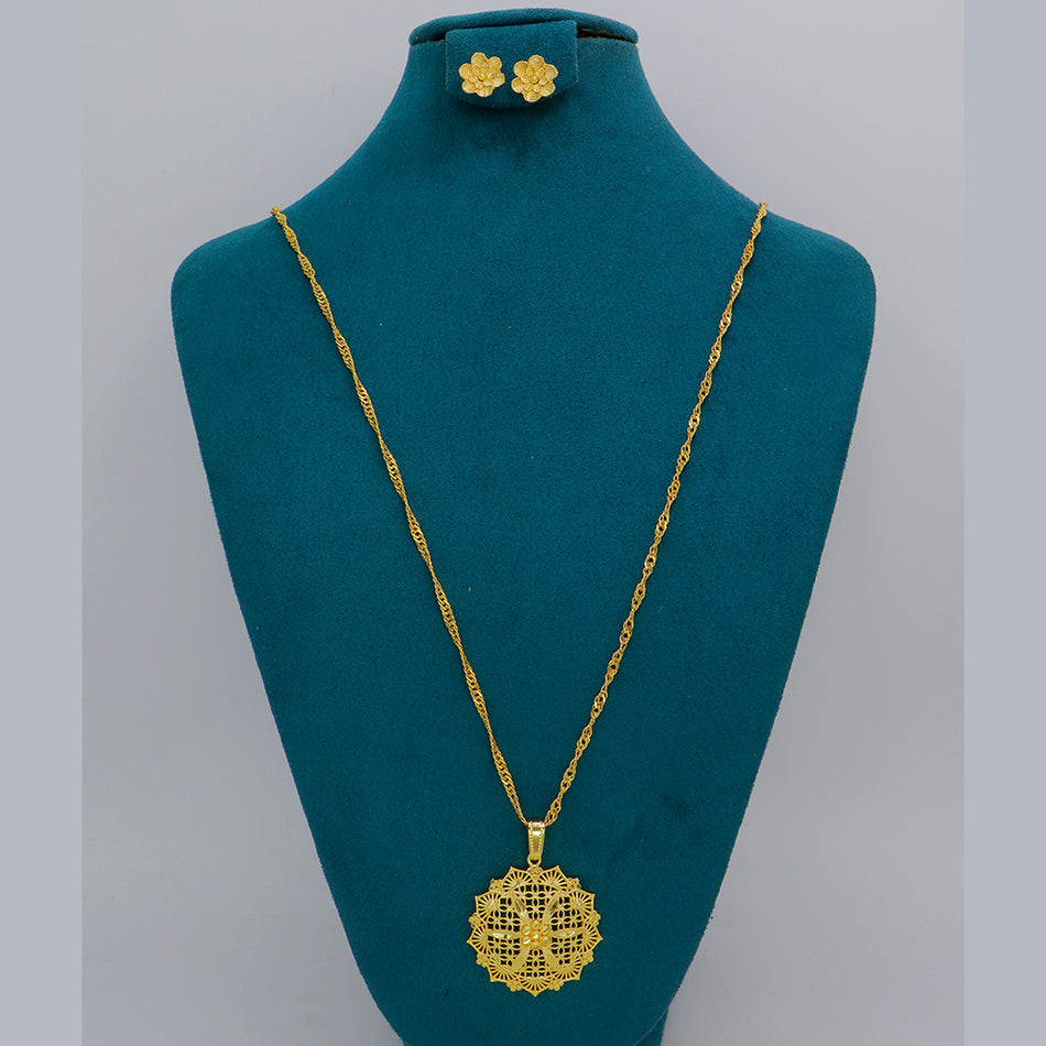 Gold Plated Chain Pendant Set for Occasion | Bridal Jewellery India