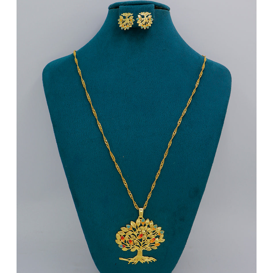 Meenakari Chain Necklace in Gold Plated with Pendants | Bridal Jewellery India