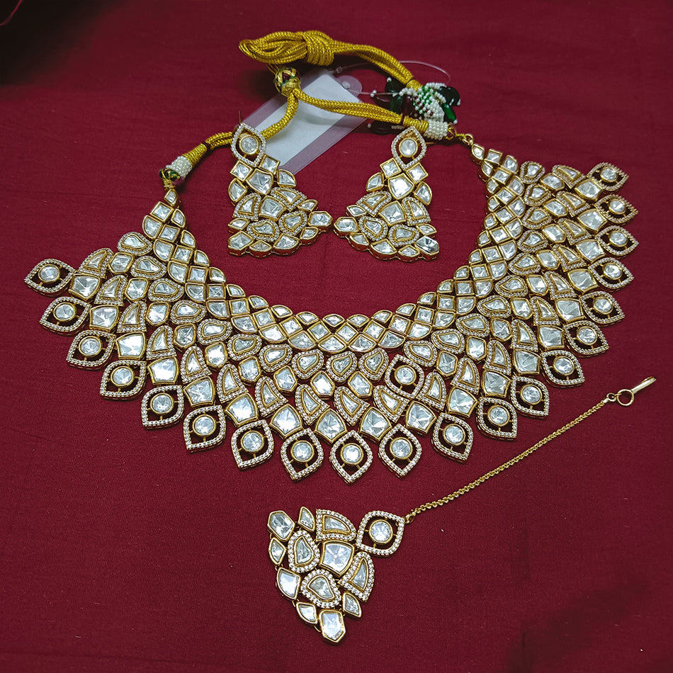 Kundan Choker Necklace in Silver | Bridal Jewellery India