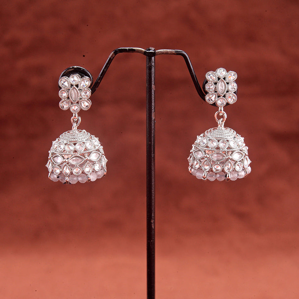 Pear Earrings in Silver with Kundan Stones | Bridal Jewellery India