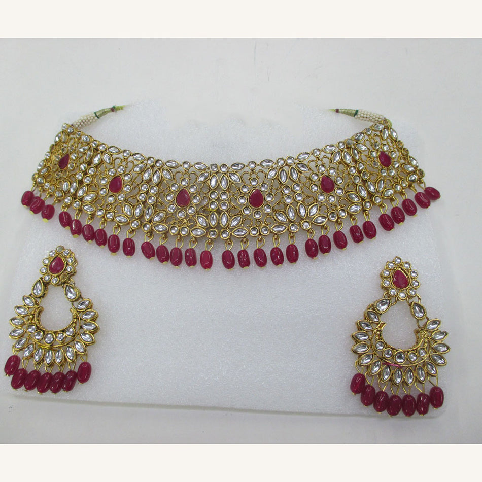 Kundan Choker Necklace in Gold Plated Silverиш | Bridal Jewellery India