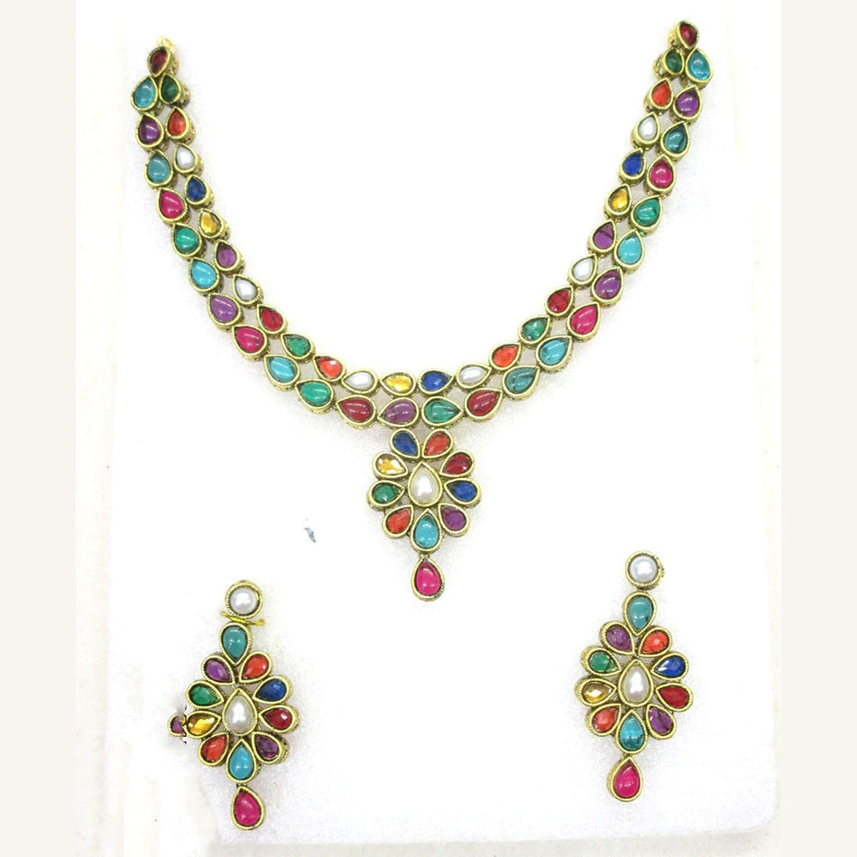 Garnet Pendant in 14K Gold Plated | Bridal Jewellery India