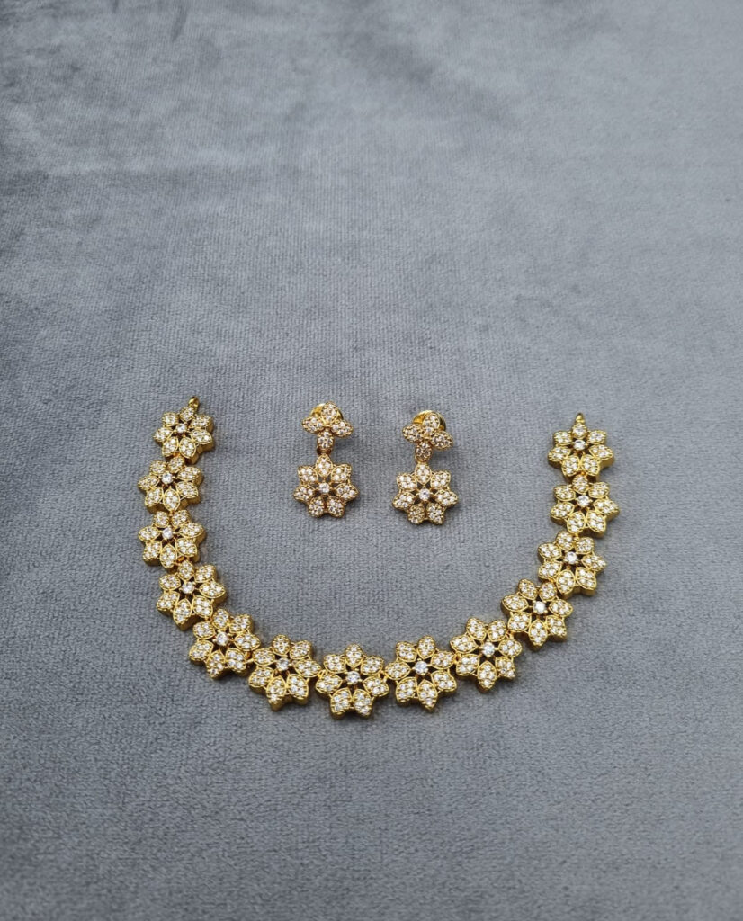 Floral Necklace in Sterling Silver | Bridal Jewellery India