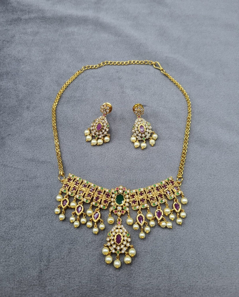 Rose Gold Plated Statement Choker Set | Bridal Jewellery India