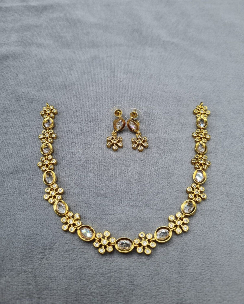 Oval Floral Set in Gold Tone | Bridal Jewellery India