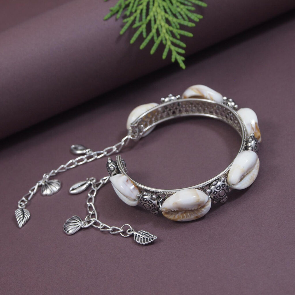 Oxidised Silver Navratri Kada Bracelet for Boho Women | Bridal Jewellery India
