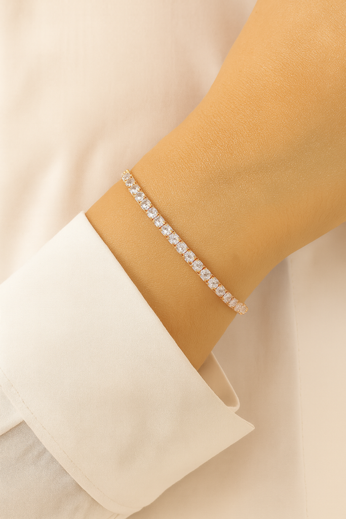 Rose Gold Plated CZ Adjustable Bracelet for Women | Bridal Jewellery India