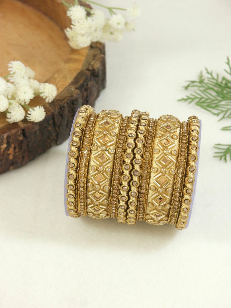 Gold Plated Chuda Bangle Set for Bridal Wear | Bridal Jewellery India