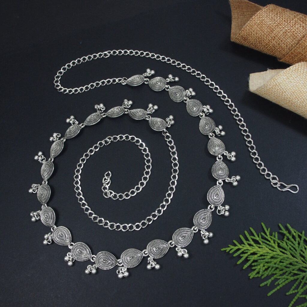 Oxidised Silver Waist Chain for Women Occasion Wear | Bridal Jewellery India