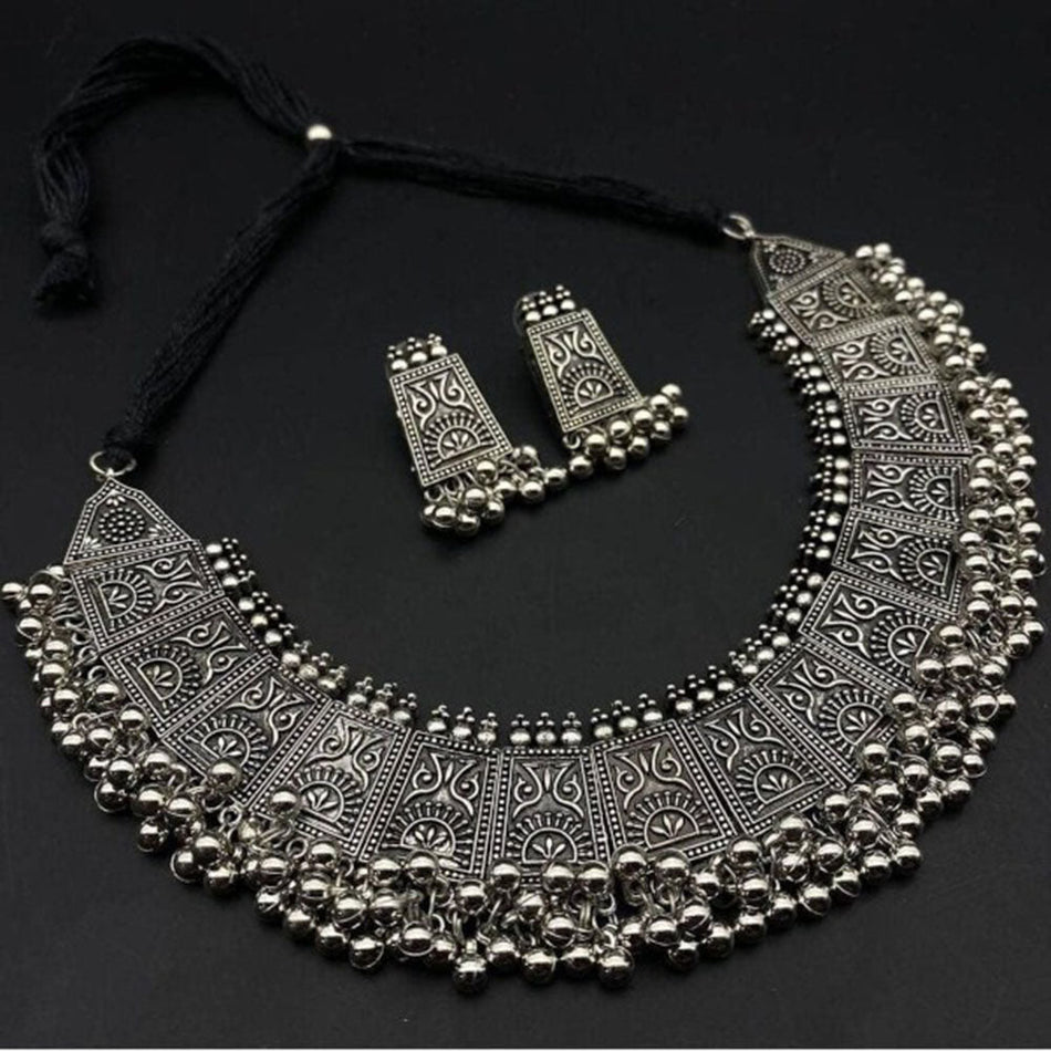 Oxidised Silver Choker Set for Wedding   Festive Wear | Bridal Jewellery India