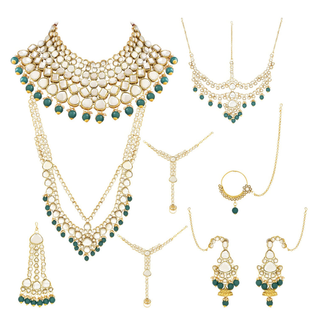 Traditional Gold Plated Kundan Pearl Bridal Set | Bridal Jewellery India