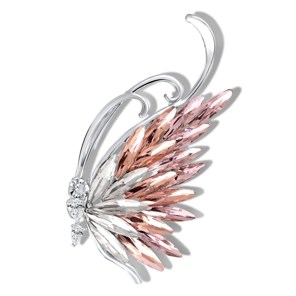 Crystal Butterfly Wing Brooch Women's Dress Suit Metal: Gold Plated | Bridal Jewellery India