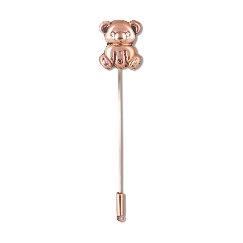 Rose Gold Plated Teddy Bear Lapel Pin for Blazer and Dress | Bridal Jewellery India