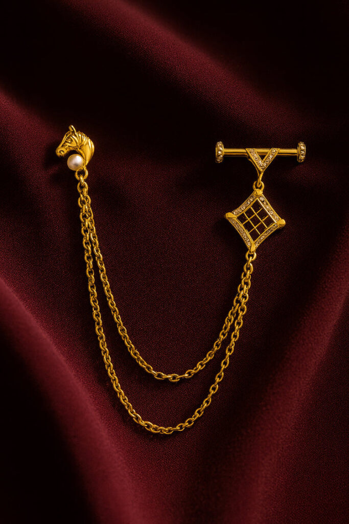 Horse Head Shaped Chain in Gold Tone for Men | Bridal Jewellery India