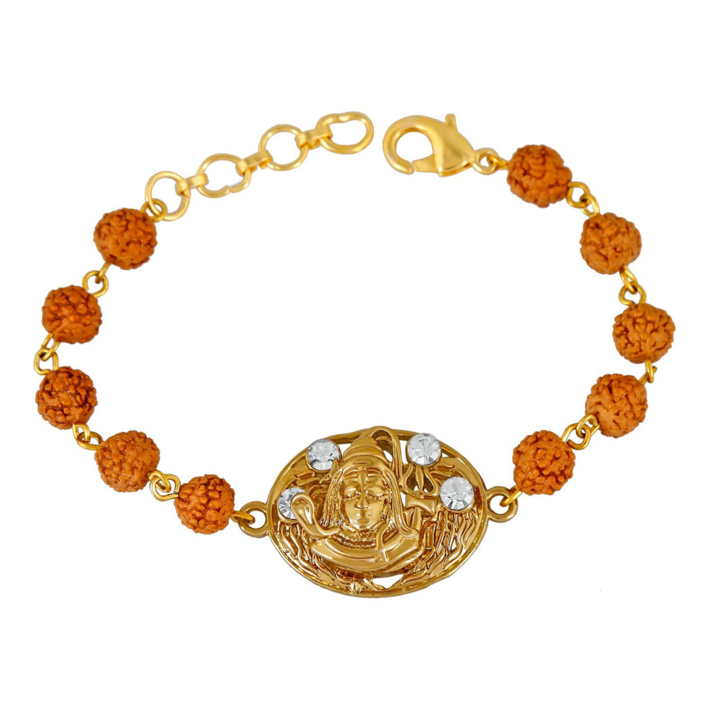 Purely Divine Shiv Rudraksh Bracelet in Gold Plated | Bridal Jewellery India