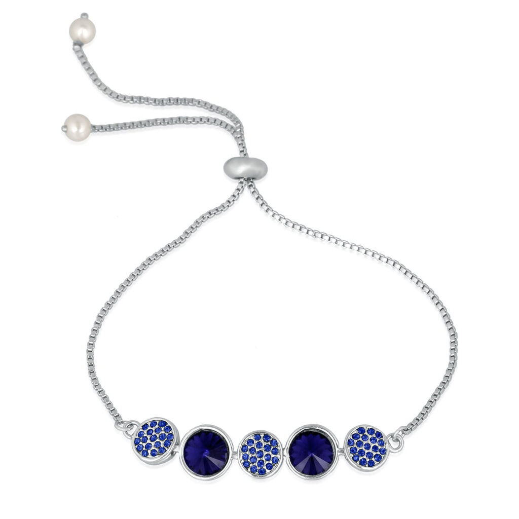 Gleaming Crystal Link Bracelet in Rhodium Silver for Women | Bridal Jewellery India