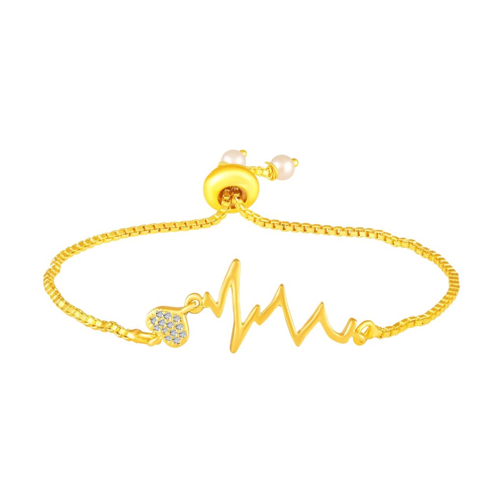 Heartbeat Bracelet in Gold Plated
Crystal Studded Heart | Bridal Jewellery India