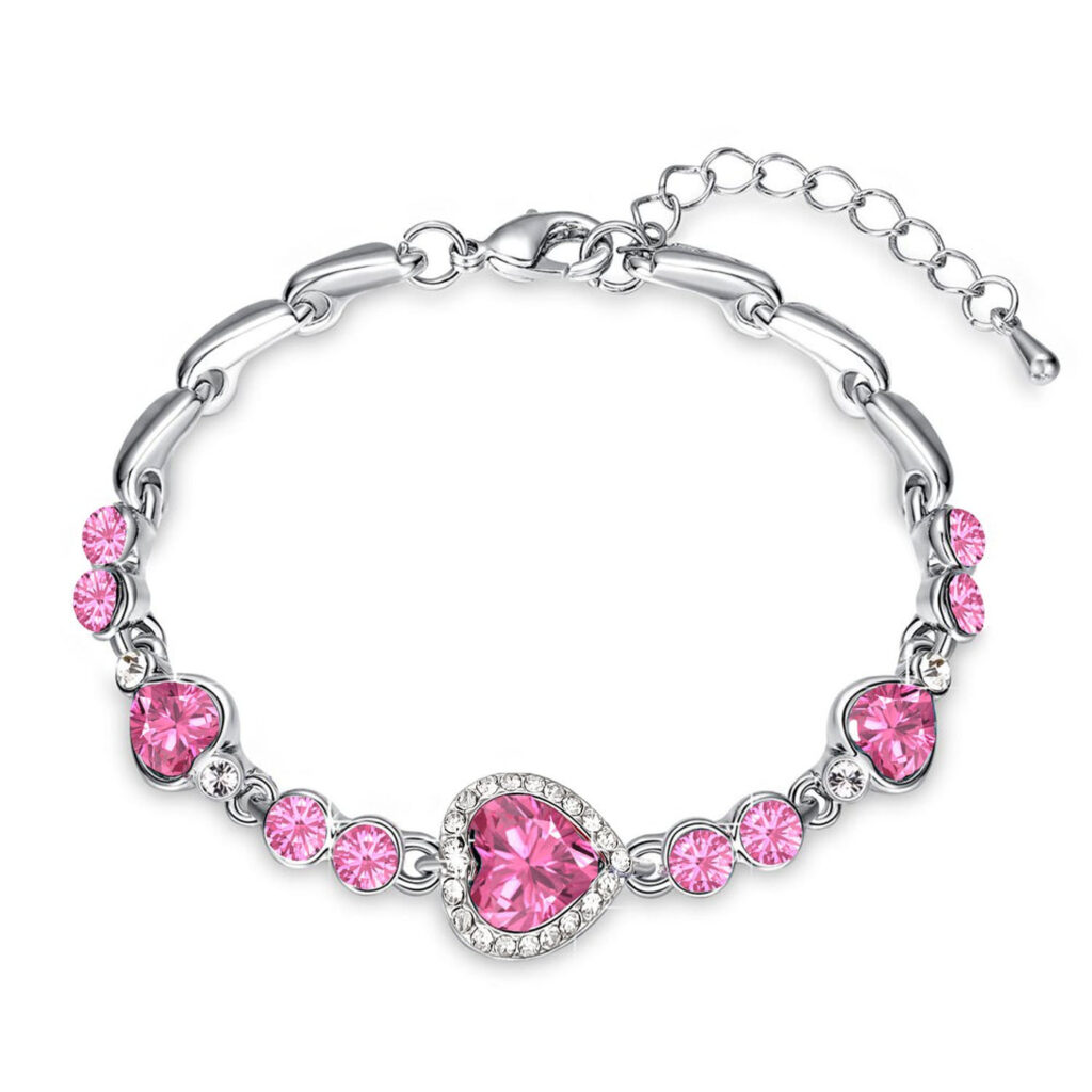 Maharaj Valentine Heart Bracelet in Rhodium | Bridal Jewellery India