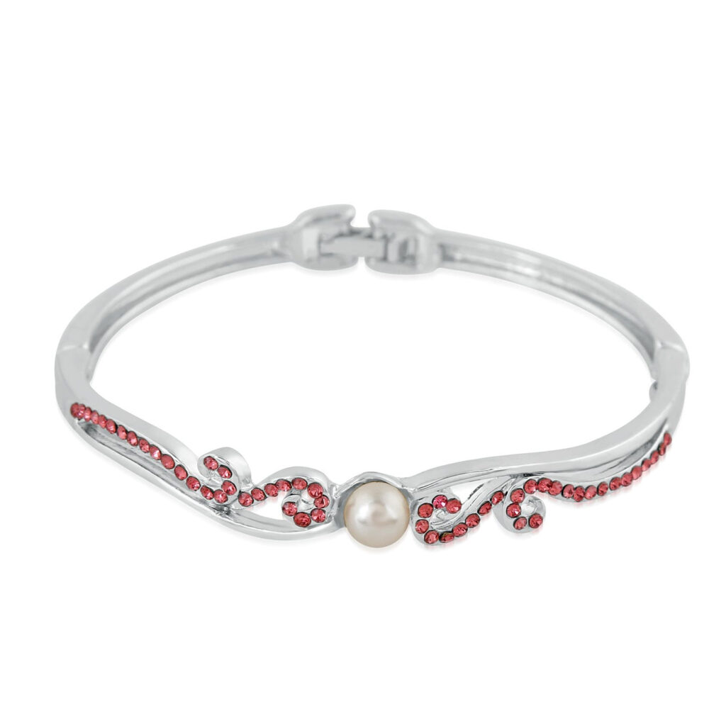 Crystal Bracelet in Rhodium Silver for Girls | Bridal Jewellery India
