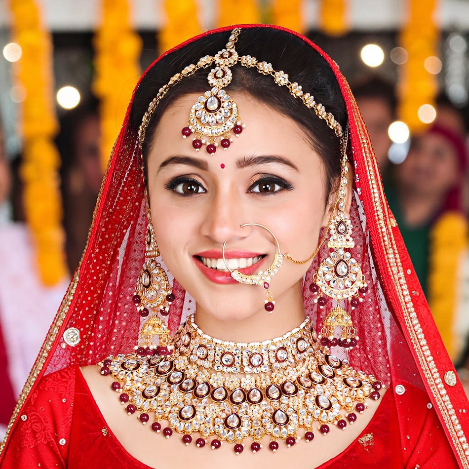 Kundan Choker Necklace in Gold Plated | Bridal Jewellery India