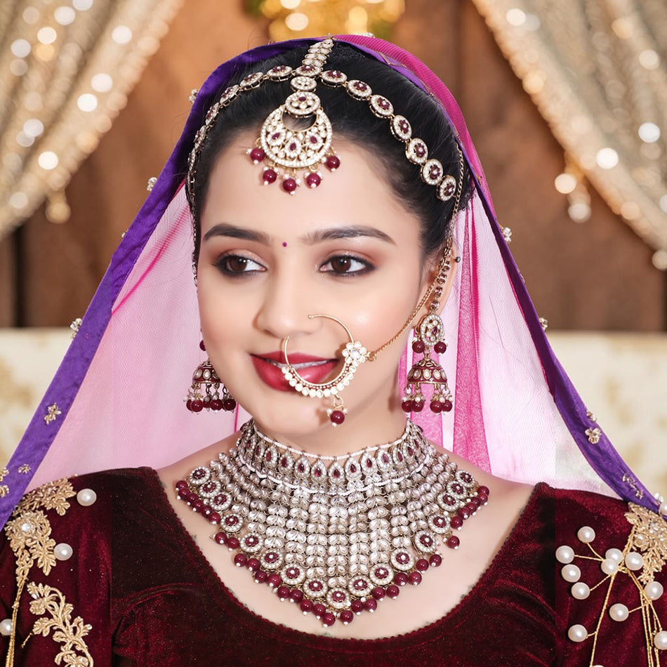 Kundan Necklace in Gold Plated for Bridal Wear | Bridal Jewellery India