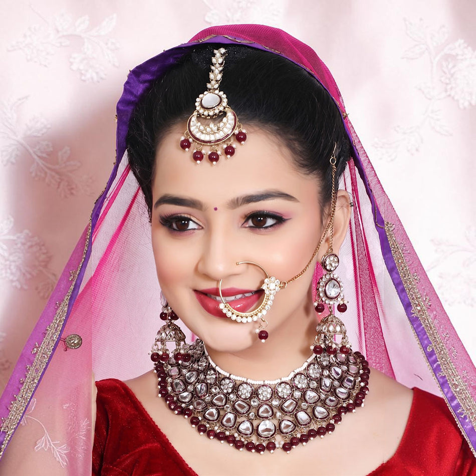 Kundan Choker Necklace in Gold Plated for Bridal Wear | Bridal Jewellery India
