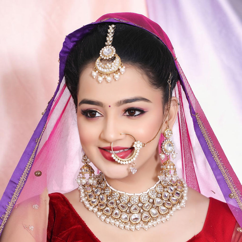 Kundan Necklace in Gold Plated for Bridal Wear | Bridal Jewellery India