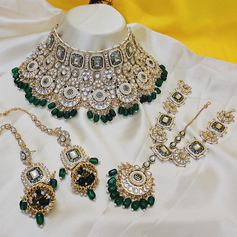 Kundan Choker Necklace in Gold Plated for Bridal | Bridal Jewellery India