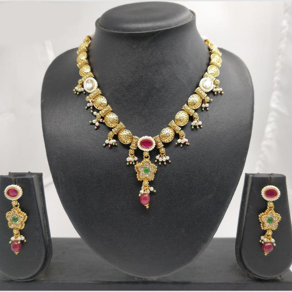 Rajwadi Necklace in Brass   Copper | Bridal Jewellery India