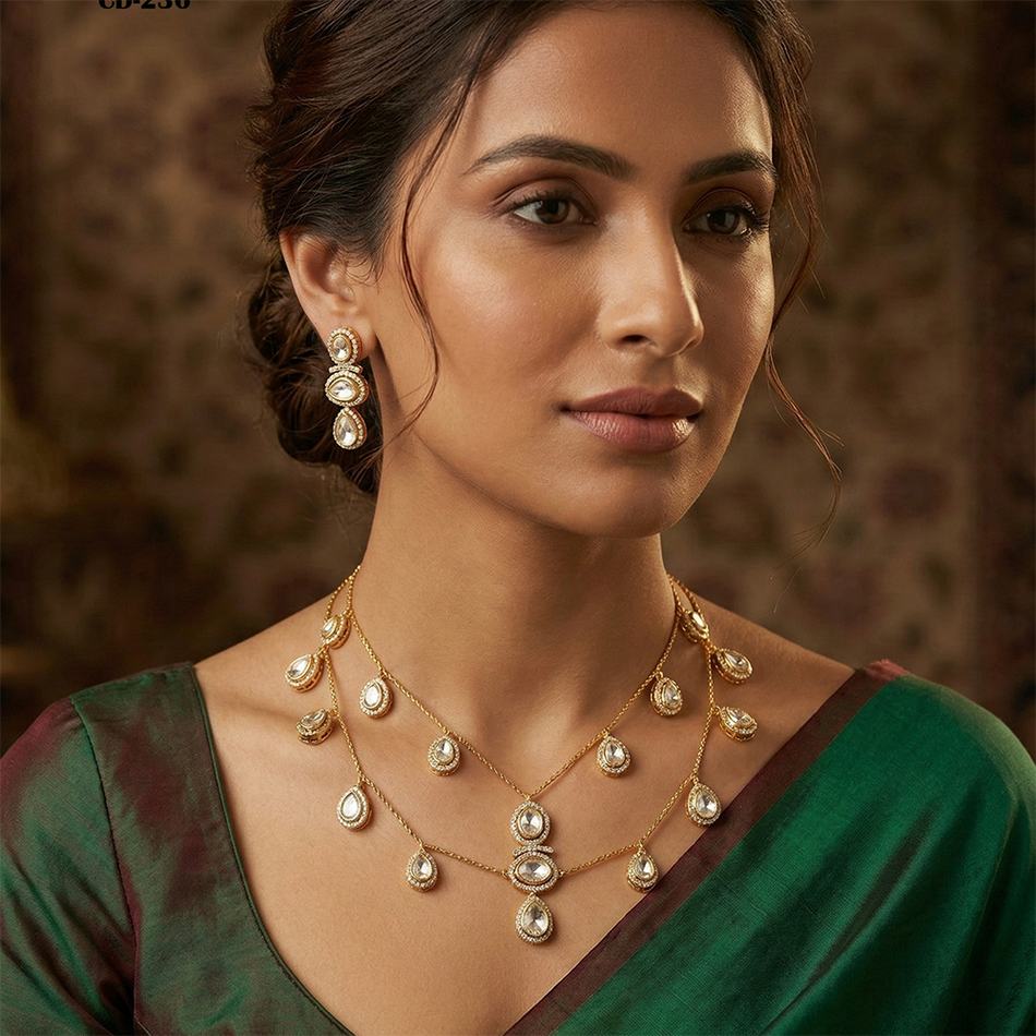 Kundan Choker Necklace in Platinum for Bridal Wear | Bridal Jewellery India