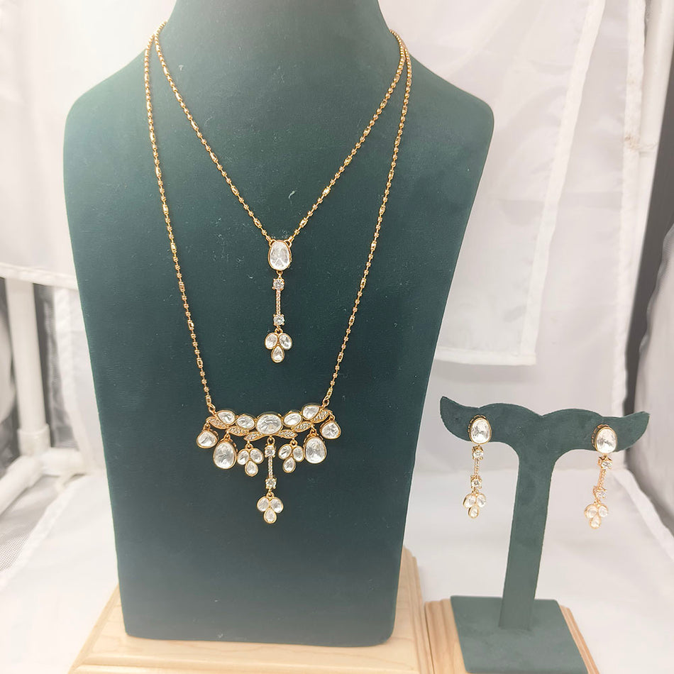 Kundan Choker Necklace in White Gold Plated for Bridal Wear | Bridal Jewellery India