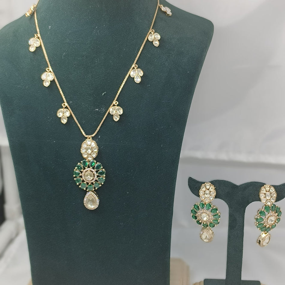 Kundan Necklace in Gold Plated with Earrings Set | Bridal Jewellery India