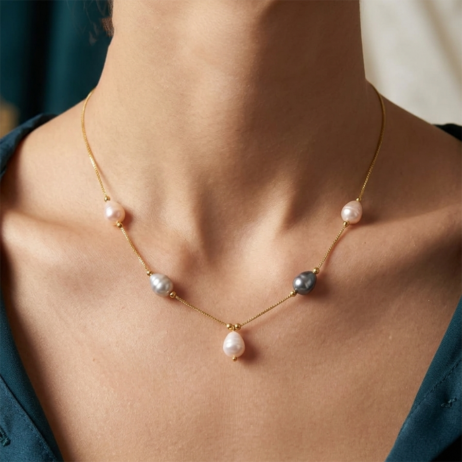 Rose Gold Plated Layered Chain Necklace | Bridal Jewellery India