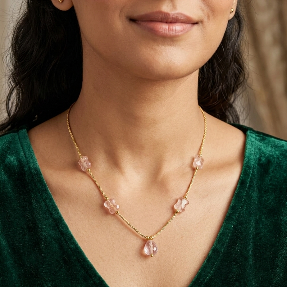 Rose Gold Plated Choker Necklace for Bridal Wear | Bridal Jewellery India