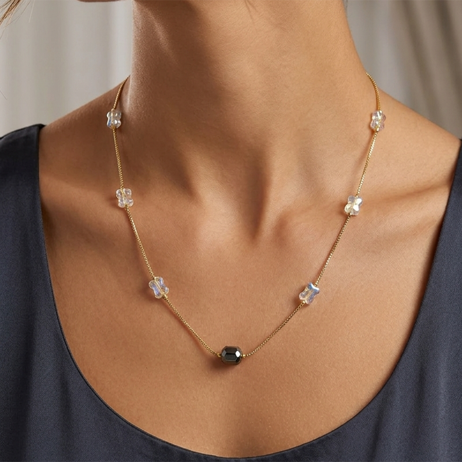 Rose Gold Plated Charm Necklace for Boho Wear | Bridal Jewellery India