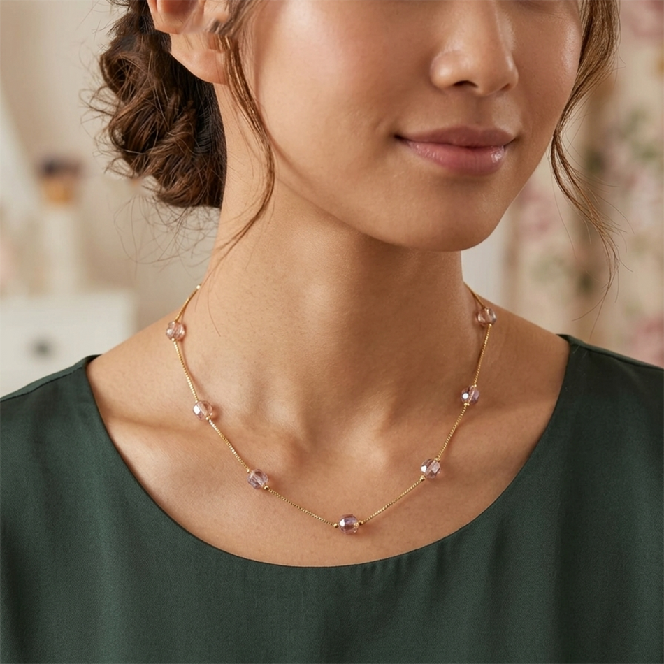 Round Ball Beads Necklace in Silver | Bridal Jewellery India