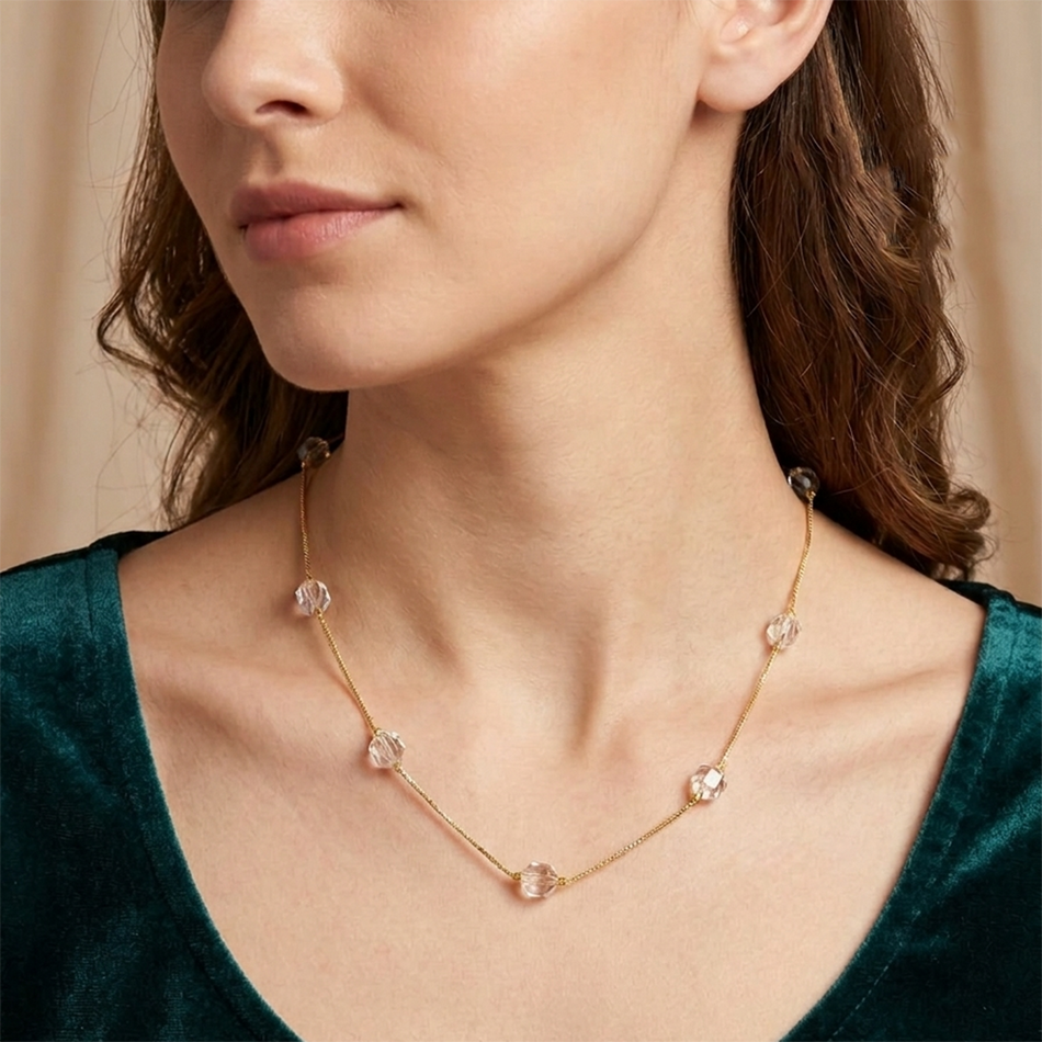 Oval Ball Beads Necklace in Sterling Silver | Bridal Jewellery India
