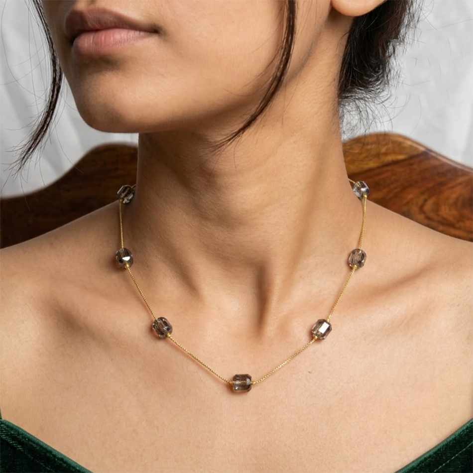 Oval Gold Plated Beads Necklace for Women | Bridal Jewellery India